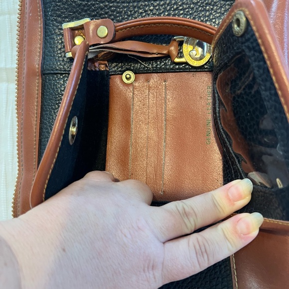 Dooney & Bourke Black Pebbled Leather Satchel with Brown Trim - Picture 7 of 7